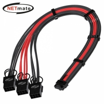 강원전자 넷메이트 12VHPWR to PCI-E 8핀x3 변환 슬리빙 케이블 0.3m (블랙/레드) [EZDIY-FAB]