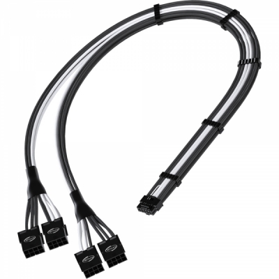 강원전자 넷메이트 12VHPWR to PCI-E 8핀x4 변환 슬리빙 케이블 0.45m (블랙/화이트) [EZDIY-FAB]
