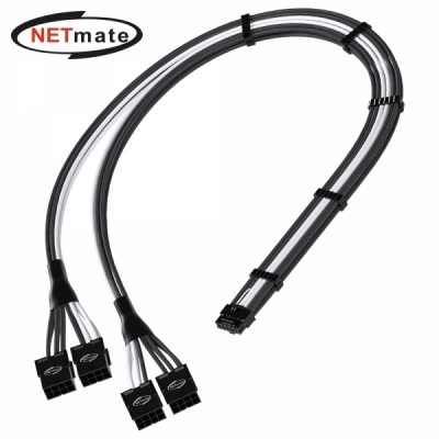강원전자 넷메이트 12VHPWR to PCI-E 8핀x4 변환 슬리빙 케이블 0.45m (블랙/화이트) [EZDIY-FAB]