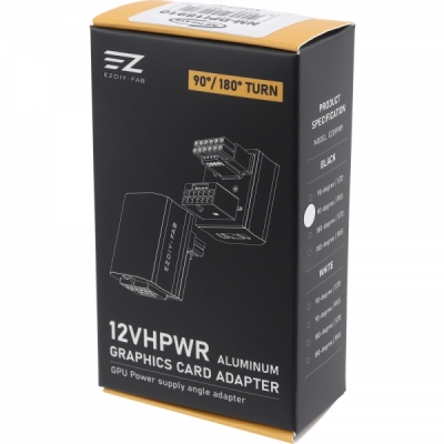 강원전자 넷메이트 600W 12VHPWR 변환 어댑터 (알루미늄 블랙/RVS 90도) [EZDIY-FAB]