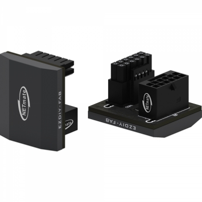 강원전자 넷메이트 600W 슬림 12VHPWR 변환 어댑터 (알루미늄 블랙/RVS 180도) [EZDIY-FAB]