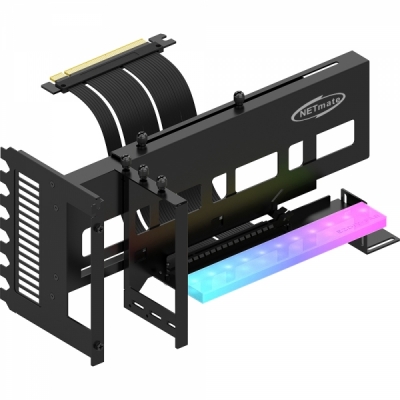 강원전자 넷메이트 PCI-E 4.0 라이저 케이블 ARGB 지지대 키트 (블랙) [EZDIY-FAB]