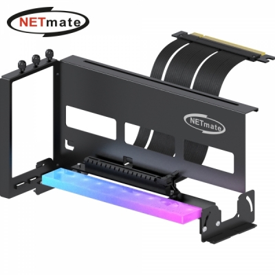 강원전자 넷메이트 PCI-E 4.0 라이저 케이블 ARGB 지지대 키트 (블랙/각도조절) [EZDIY-FAB] NM-HPI33314