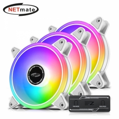 강원전자 넷메이트 Moonlight ARGB PWM 120mm 쿨링팬(화이트/3PACK + 팬허브) [EZDIY-FAB]