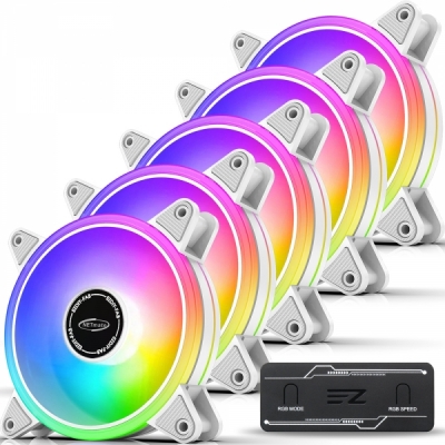 강원전자 넷메이트 Moonlight ARGB PWM 120mm 쿨링팬(화이트/5PACK + 팬허브) [EZDIY-FAB]