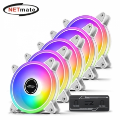강원전자 넷메이트 Moonlight ARGB PWM 120mm 쿨링팬(화이트/5PACK + 팬허브) [EZDIY-FAB]