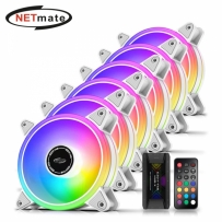 강원전자 넷메이트 Moonlight ARGB 120mm 쿨링팬(화이트/6PACK + 팬허브 + 리모컨) [EZDIY-FAB]