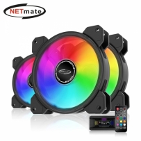 강원전자 넷메이트 Inner Ring ARGB 120mm 쿨링팬(블랙/3PACK + 팬허브 + 리모컨) [EZDIY-FAB]