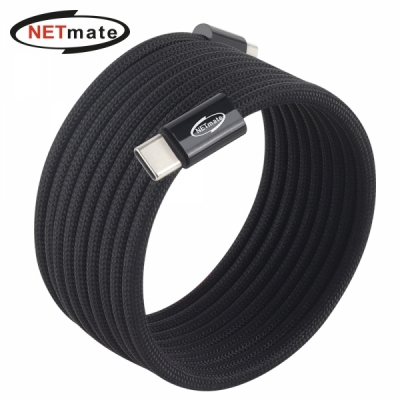 강원전자 넷메이트 USB2.0 마그네틱 C타입 60W 고속충전 케이블 2m (블랙) NM-UCC2602BM