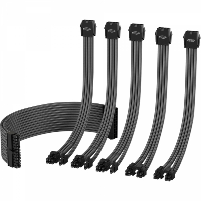 강원전자 넷메이트 PSU 연장 18AWG 슬리빙 케이블 세트 (카본/그레이 6종) [EZDIY-FAB]