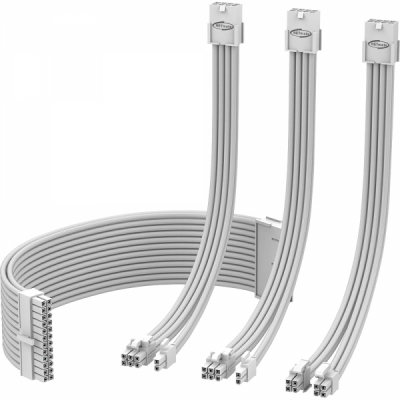 강원전자 넷메이트 PSU 연장 16AWG 슬리빙 케이블 세트 (올화이트 4종) [EZDIY-FAB]