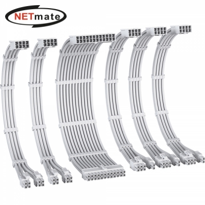 강원전자 넷메이트 PSU 연장 16AWG 슬리빙 케이블 세트 (올화이트 6종) [EZDIY-FAB]