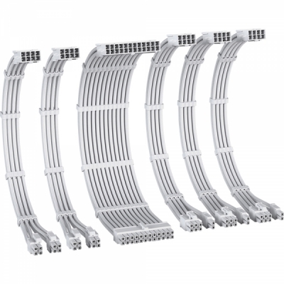 강원전자 넷메이트 PSU 연장 16AWG 슬리빙 케이블 세트 (올화이트 6종) [EZDIY-FAB]