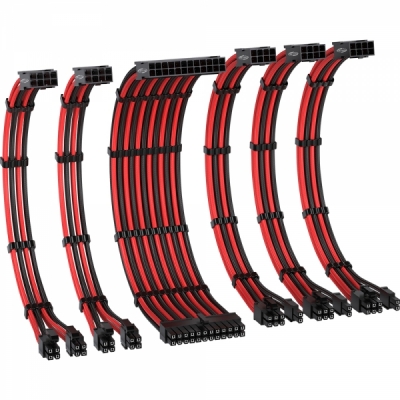 강원전자 넷메이트 PSU 연장 16AWG 슬리빙 케이블 세트 (블랙/레드 6종) [EZDIY-FAB]