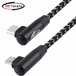 강원전자 넷메이트 USB2.0 CM-Micro 5핀 꺾임 패브릭 케이블 1m