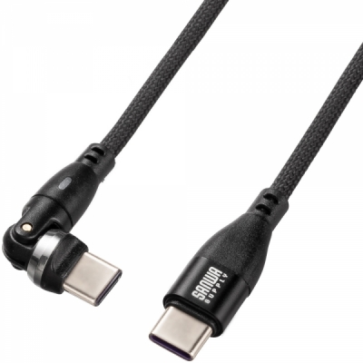 강원전자 산와서플라이 USB C타입 5A 100W 고속충전 회전 케이블 1m