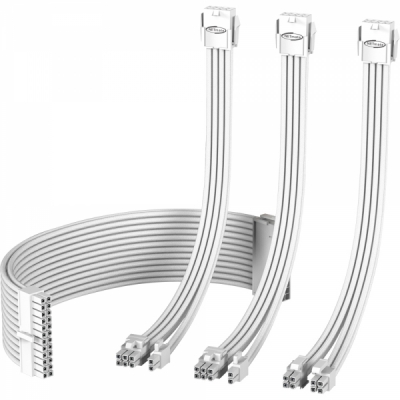 강원전자 넷메이트 PSU 연장 18AWG 슬리빙 케이블 세트 (올화이트 4종) [EZDIY-FAB]