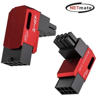 강원전자 넷메이트 PCI-E 8핀 변환 어댑터 (레드/STD 90도/2PACK) [EZDIY-FAB]