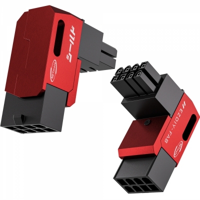 강원전자 넷메이트 PCI-E 8핀 변환 어댑터 (레드/STD 90도/2PACK) [EZDIY-FAB]