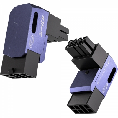 강원전자 넷메이트 PCI-E 8핀 변환 어댑터 (퍼플/STD 90도/2PACK) [EZDIY-FAB] NM-DPI22630