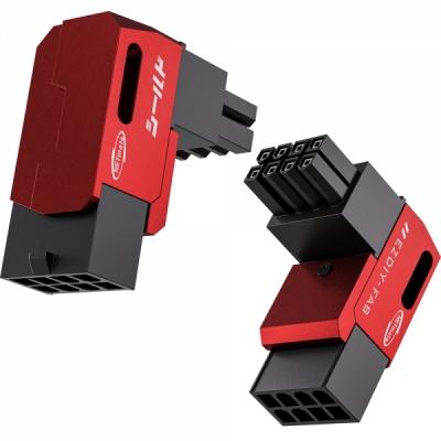 강원전자 넷메이트 PCI-E 8핀 변환 어댑터 (레드/RVS 90도/2PACK) [EZDIY-FAB]