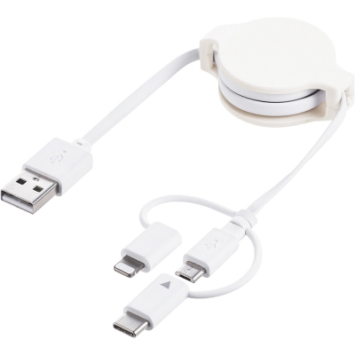 강원전자 산와서플라이 USB2.0 3 in 1 자동감김 케이블 500-IPLMM020K