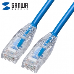 강원전자 산와서플라이 CAT.6A UTP Slim 랜 케이블 0.5m (블루) KB-SL6AYS-005BL