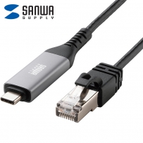 강원전자 산와서플라이 랜케이블 일체형 USB Type C 기가비트 랜카드 (3m) KB-SL6CLAN03BK