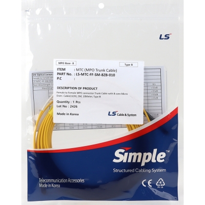 LS전선 SM 8C MPO 광점퍼코드 10m LS-MTC-FF-SM-08ZB-010