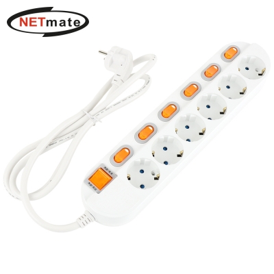 강원전자 넷메이트 SAFE 멀티탭 6구 개별 접지 1.5m NM-615SFS
