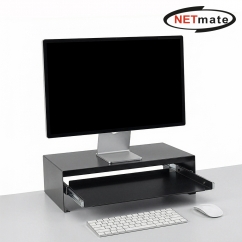 강원전자 넷메이트 다용도 2단 슬라이딩 메탈 받침대, 400x260x125mm 블랙 NM-AM400SB