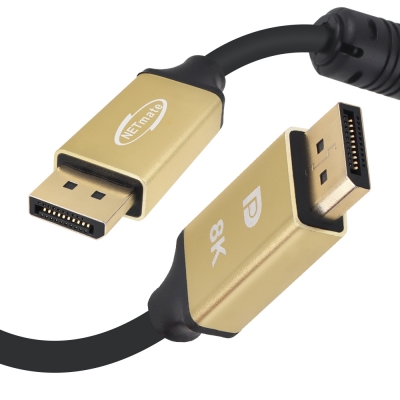 강원전자 넷메이트 VESA 공식 인증 DisplayPort 2.1 DP54 Gold Metal 케이블 0.3m NM-DPM003G