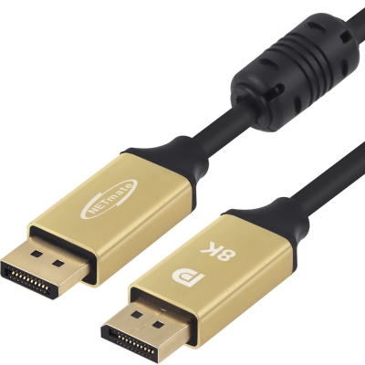 강원전자 넷메이트 VESA 공식 인증 DisplayPort 2.1 DP54 Gold Metal 케이블 0.3m NM-DPM003G