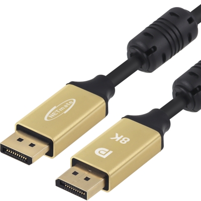 강원전자 넷메이트 VESA 공식 인증 DisplayPort 2.1 DP54 Gold Metal 케이블 1.5m NM-DPM015G