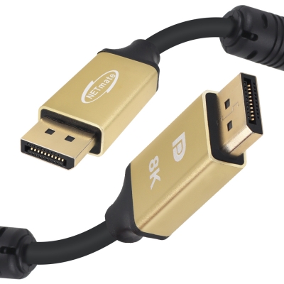 강원전자 넷메이트 VESA 공식 인증 DisplayPort 2.1 DP54 Gold Metal 케이블 1m NM-DPM01G