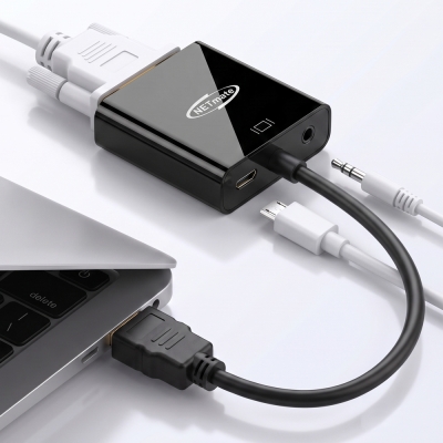 강원전자 넷메이트 HDMI to VGA(RGB) 컨버터, 오디오 출력/전원 입력 NM-HV02AP