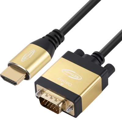 강원전자 넷메이트 HDMI to VGA(RGB) Gold Metal 케이블 2m NM-HVM20