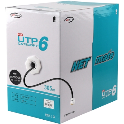 강원전자 넷메이트 CAT.6 UTP 옥외용 케이블 305m (단선/블랙) NM-L6130BK