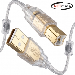 강원전자 넷메이트 프리미엄 USB2.0 AM-BM 투명 케이블 0.5m NM-PUB205S