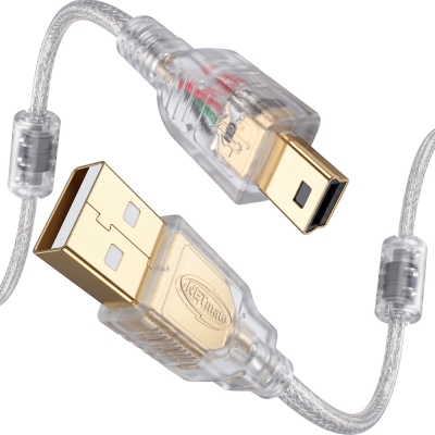 강원전자 넷메이트 프리미엄 USB2.0 AM-Mini 5핀 투명 케이블 1.5m NM-PUM215S