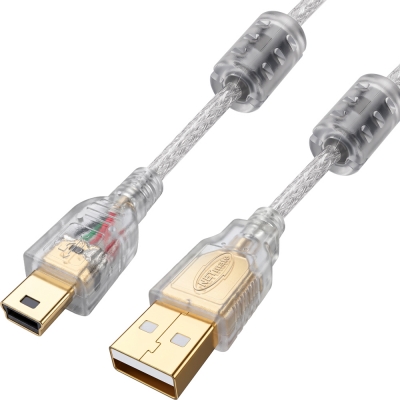 강원전자 넷메이트 프리미엄 USB2.0 AM-Mini 5핀 투명 케이블 2m NM-PUM220S