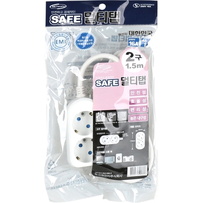 강원전자 넷메이트 SAFE 멀티탭 2구 접지 1.5m NM-SF215