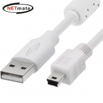 강원전자 넷메이트 USB2.0 AM-Mini 5핀 케이블 10m (화이트/24AWG/노이즈필터) NM-TUM2100