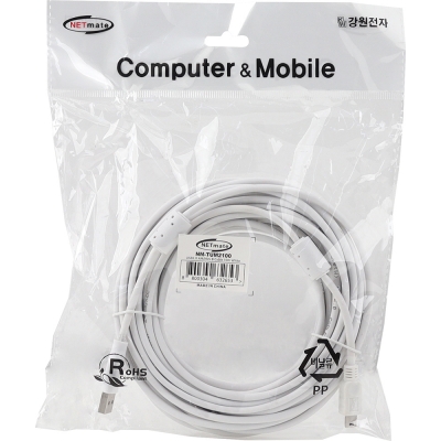 강원전자 넷메이트 USB2.0 AM-Mini 5핀 케이블 10m (화이트/24AWG/노이즈필터) NM-TUM2100