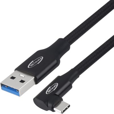 강원전자 넷메이트 USB3.2 Gen2 AM-CM 꺾임 케이블 0.5m (블랙) NM-UAC3005BA