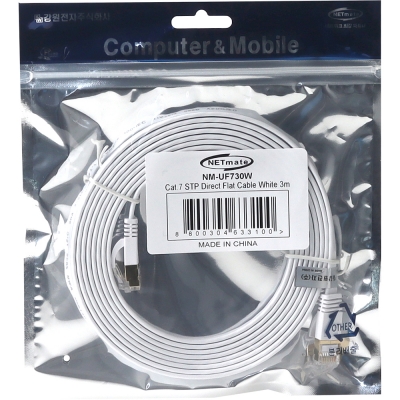 강원전자 넷메이트 CAT.7 STP FLAT 랜 케이블 3m (화이트) NM-UF730W