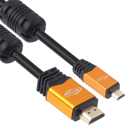 강원전자 넷메이트 Micro HDMI 2.0 Gold Metal 케이블 2m NMC-HDM20Z