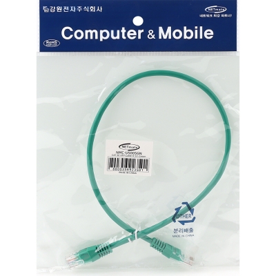 강원전자 넷메이트 CAT.5E UTP 랜 케이블 0.5m, 그린 NMC-U5005GN