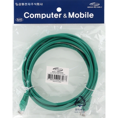 강원전자 넷메이트 CAT.5E UTP 랜 케이블 3m, 그린 NMC-U503GN