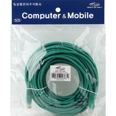 강원전자 넷메이트 CAT.5E UTP 랜 케이블 15m, 그린 NMC-U515GN